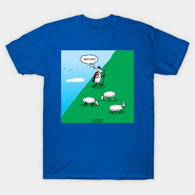 Mountain Climbing Sheep T-Shirt by OutToLunch